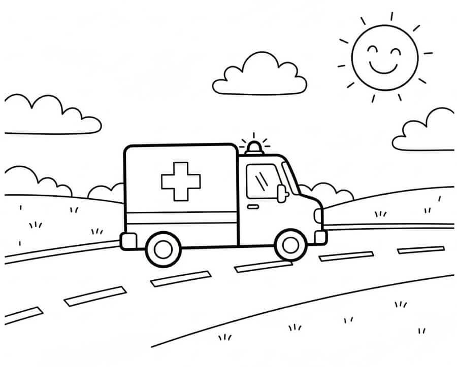 Fise de colorat cu Ambulanta de colorat p02