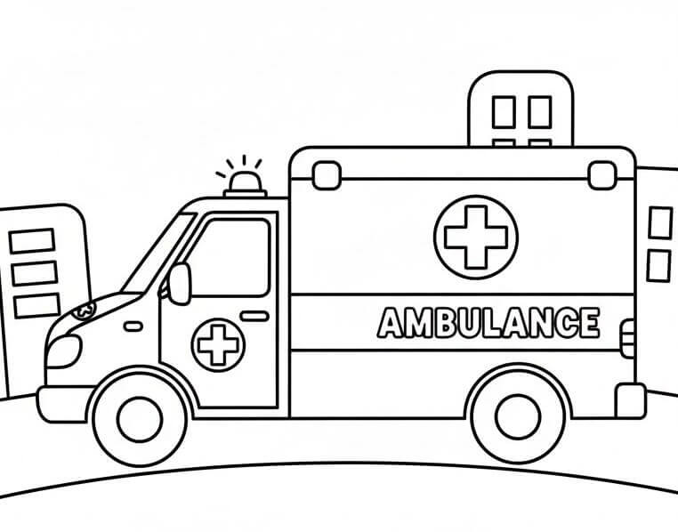 Fise de colorat cu Ambulanta de colorat p03