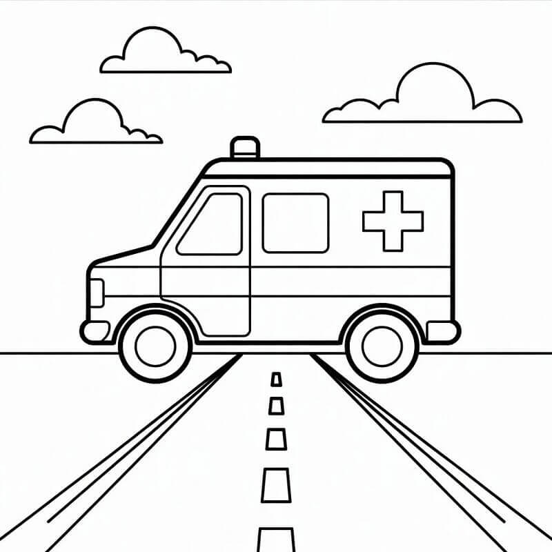 Fise de colorat cu Ambulanta de colorat p04