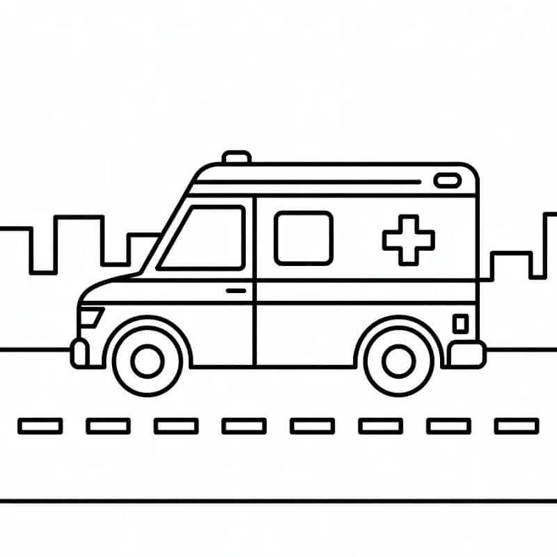 Fise de colorat cu Ambulanta de colorat p06