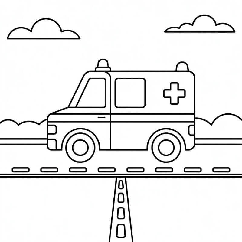 Fise de colorat cu Ambulanta de colorat p07