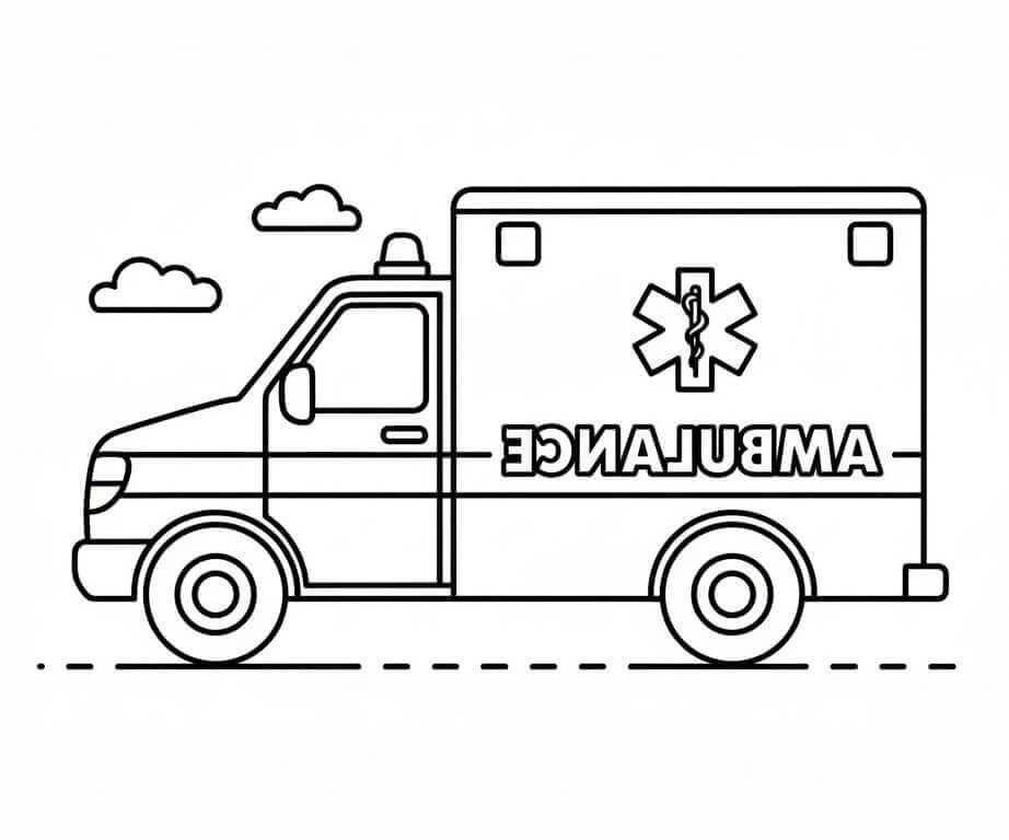 Fise de colorat cu Ambulanta de colorat p08