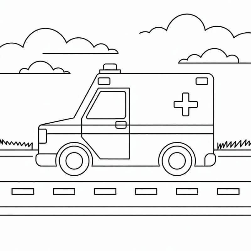 Fise de colorat cu Ambulanta de colorat p09