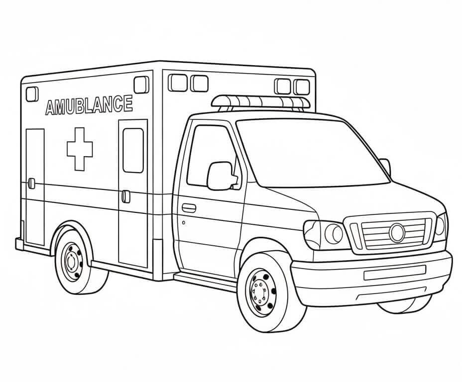 Fise de colorat cu Ambulanta de colorat p10