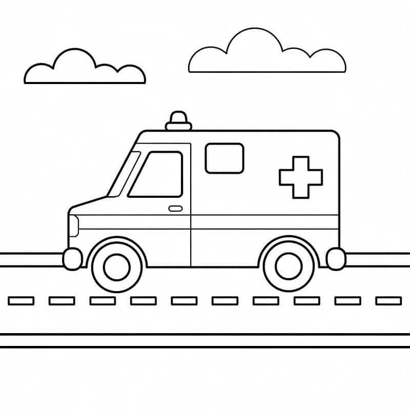 Fise de colorat cu Ambulanta de colorat p12