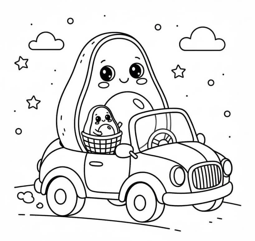 Fise de colorat cu Avocado de colorat p06