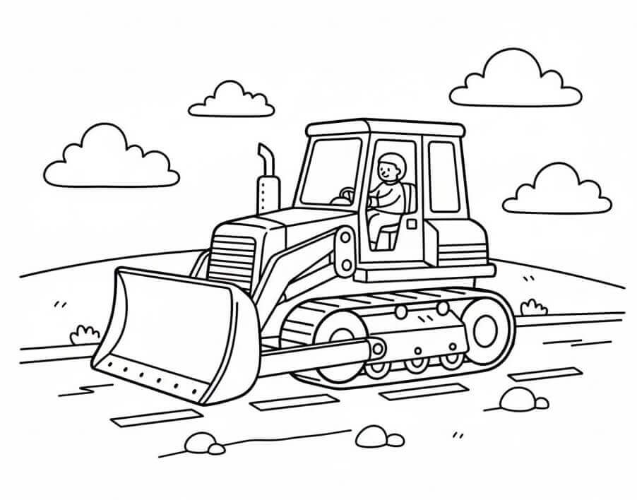 Fise de colorat cu Buldozer de colorat p01