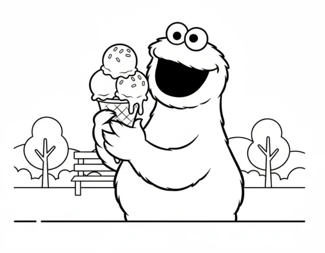 Fise de colorat cu Cookie Monster de colorat p01