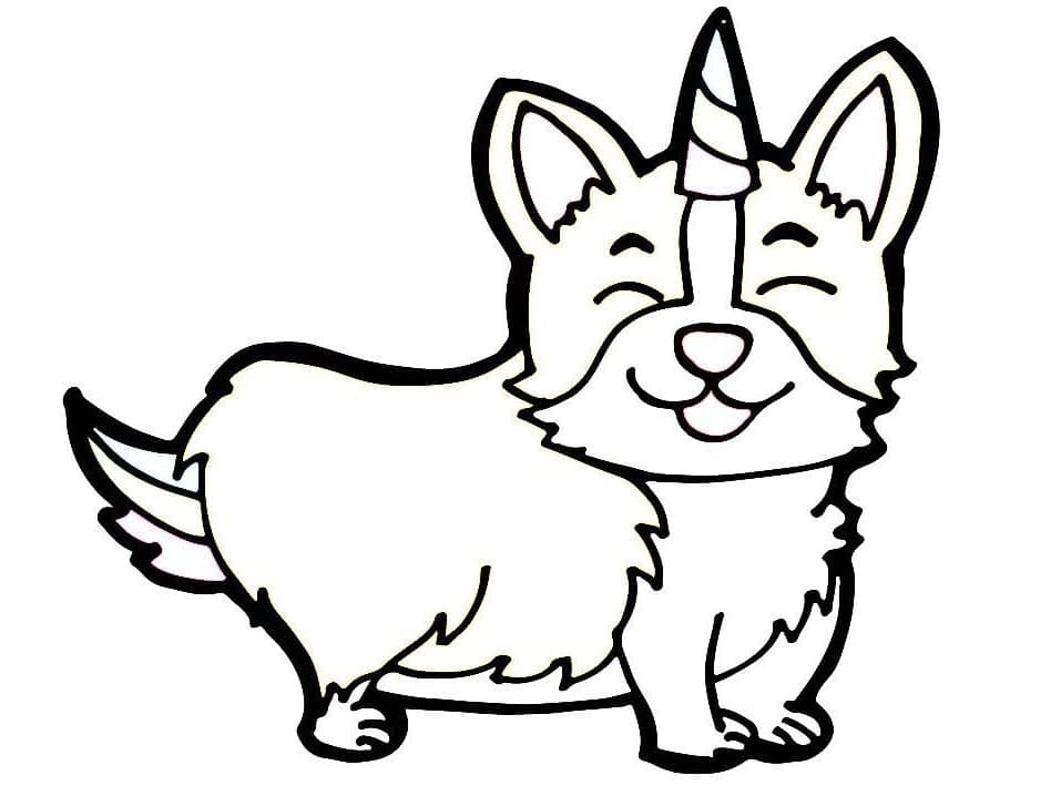 Fise de colorat cu Corgi de colorat 15