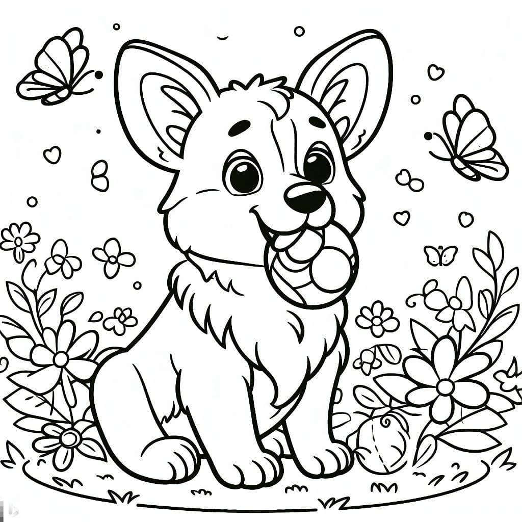 Fise de colorat cu Corgi de colorat 38