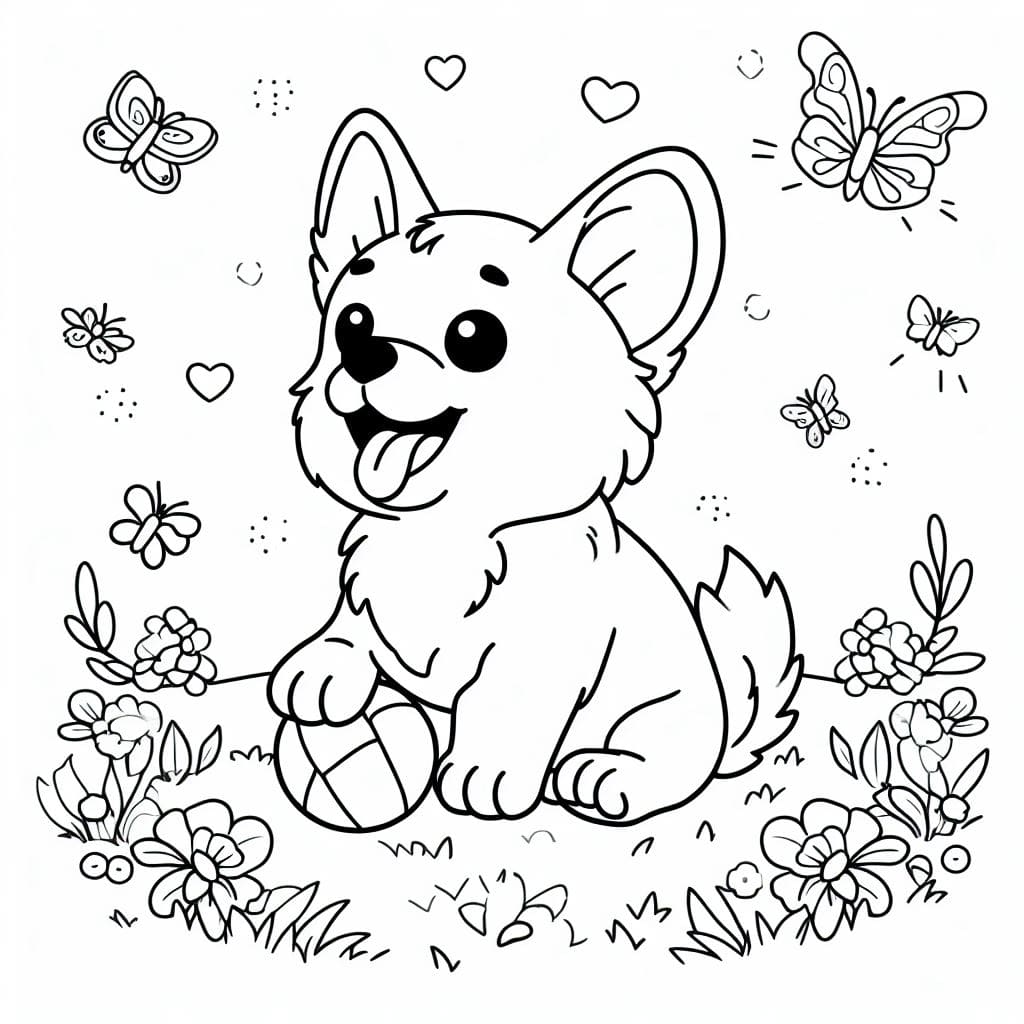 Fise de colorat cu Corgi de colorat 40