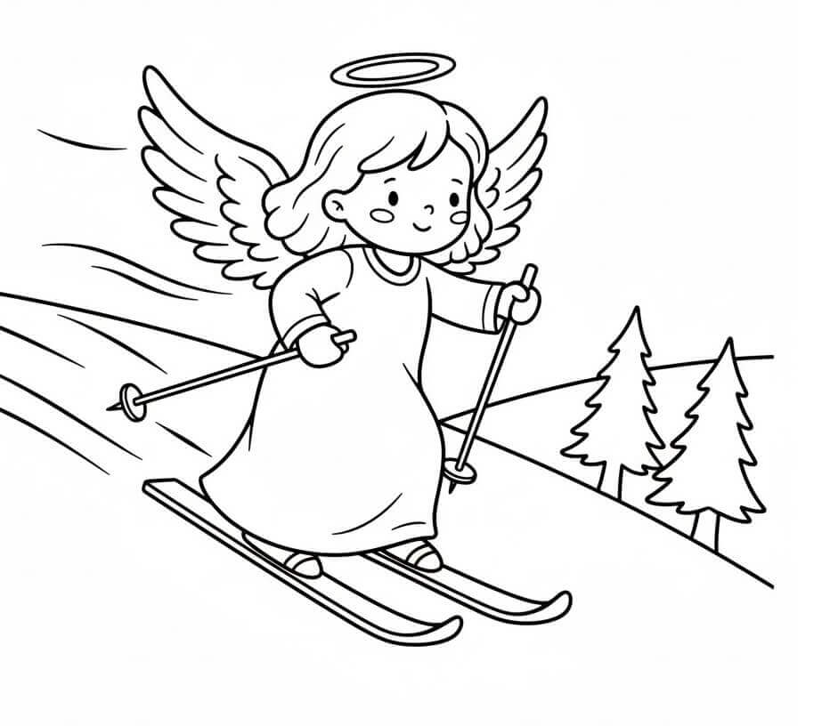 Fise de colorat cu Craciun Ingerasi de colorat p02