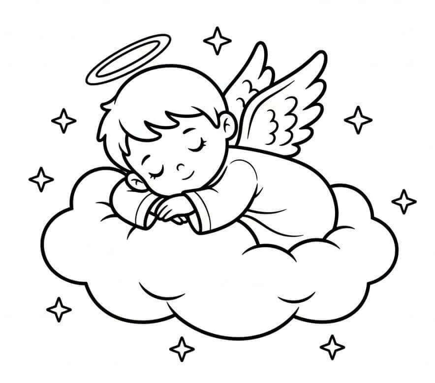 Fise de colorat cu Craciun Ingerasi de colorat p03