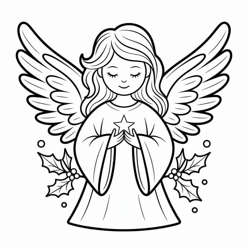 Fise de colorat cu Craciun Ingerasi de colorat p05