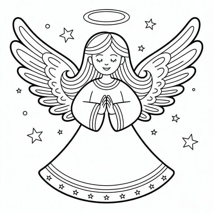 Fise de colorat cu Craciun Ingerasi de colorat p06