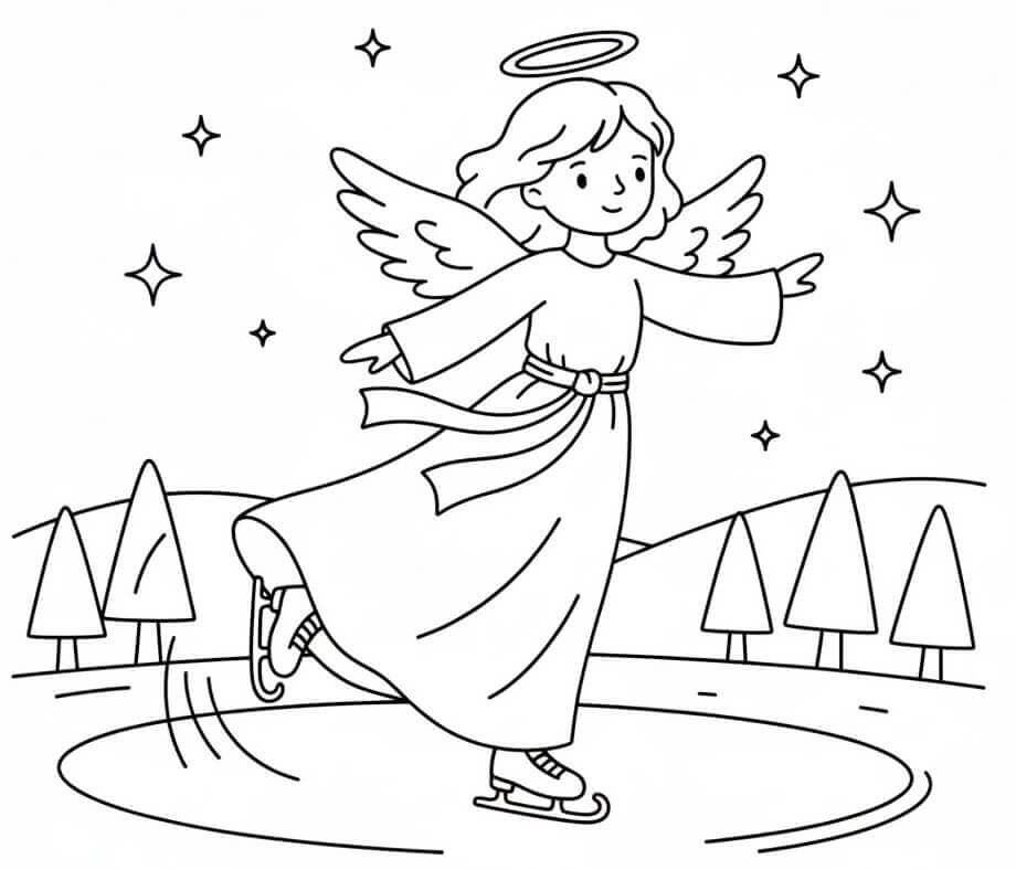 Fise de colorat cu Craciun Ingerasi de colorat p08