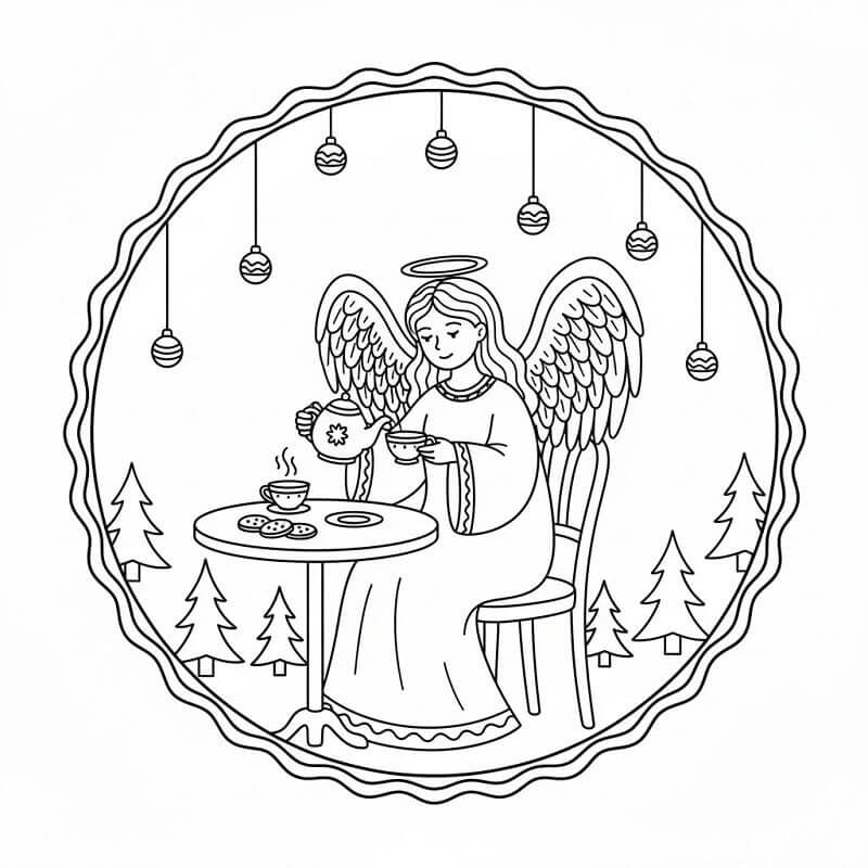 Fise de colorat cu Craciun Ingerasi de colorat p11