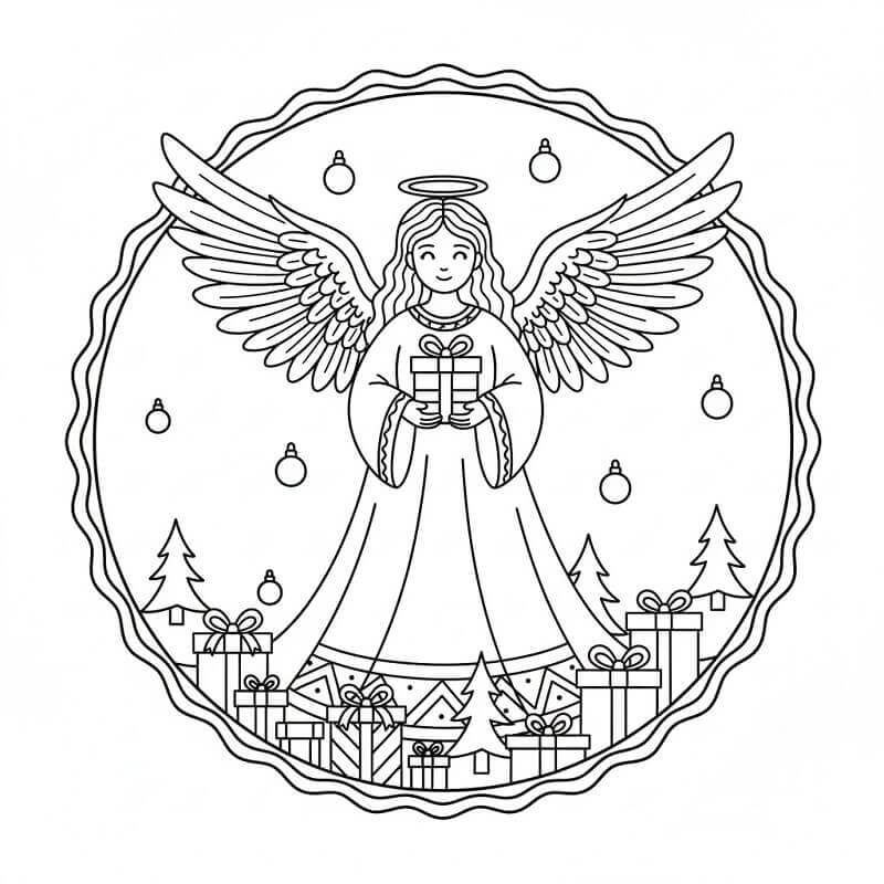 Fise de colorat cu Craciun Ingerasi de colorat p12