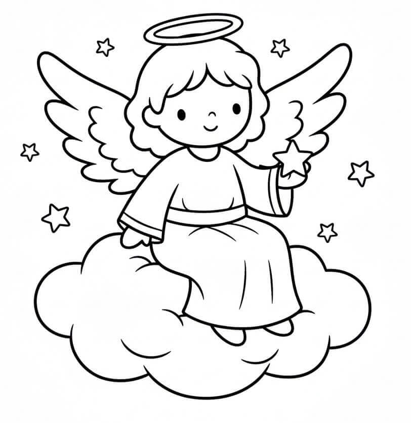 Fise de colorat cu Craciun Ingerasi de colorat p14