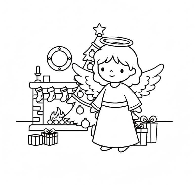 Fise de colorat cu Craciun Ingerasi de colorat p15