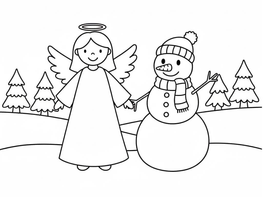 Fise de colorat cu Craciun Ingerasi de colorat p16