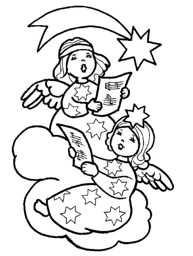 Fise de colorat cu Craciun Ingerasi de colorat p22