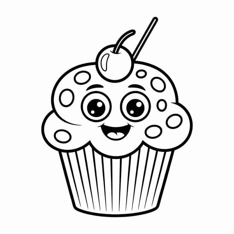 Fise de colorat cu Cupcake de colorat p07