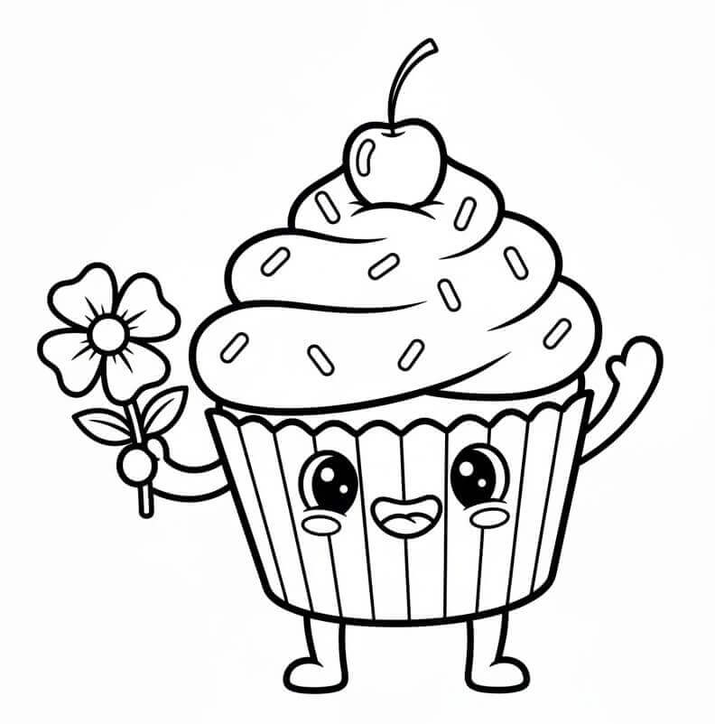 Fise de colorat cu Cupcake de colorat p08