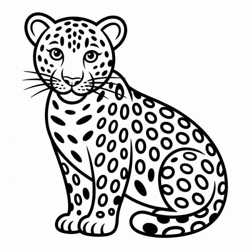 Fise de colorat cu Leopard de colorat p05