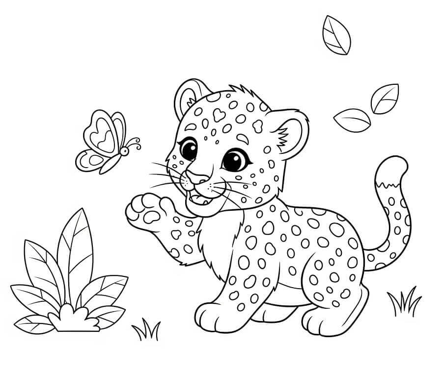 Fise de colorat cu Leopard de colorat p10