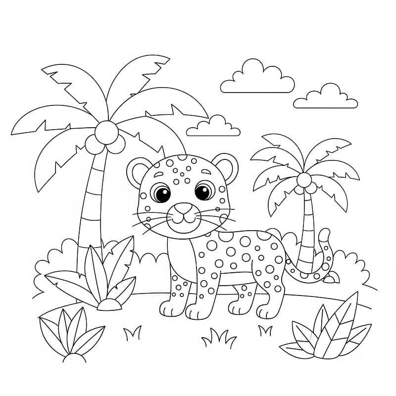 Fise de colorat cu Leopard de colorat p12