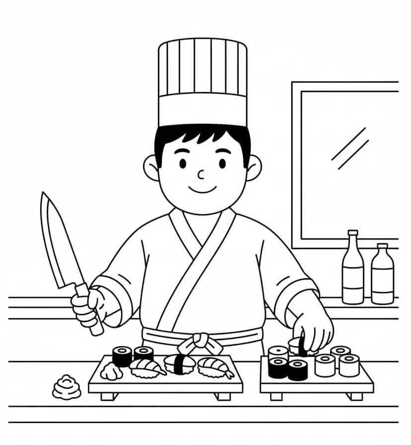 Fise de colorat cu Sushi de colorat p01