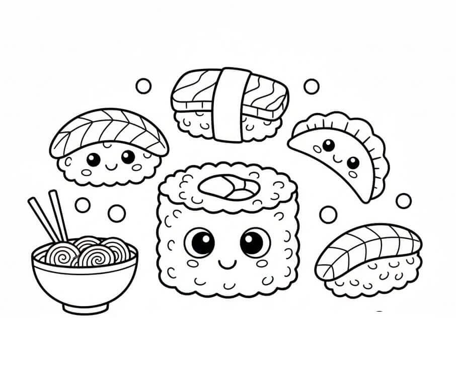 Fise de colorat cu Sushi de colorat p02
