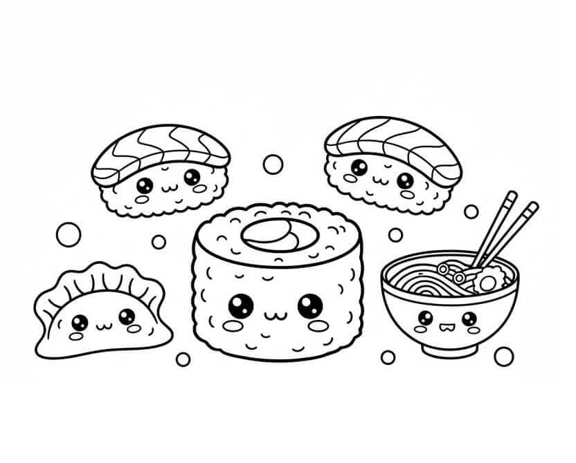 Fise de colorat cu Sushi de colorat p03