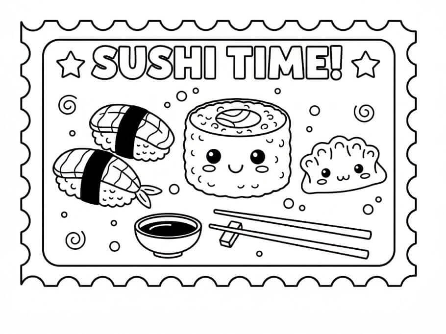Fise de colorat cu Sushi de colorat p04