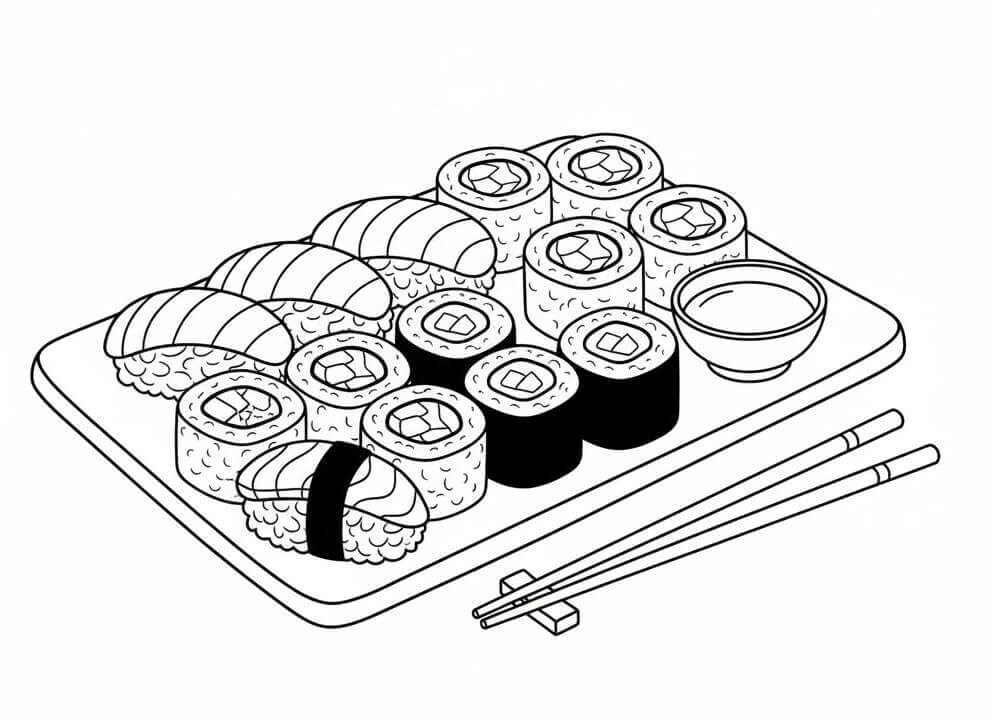 Fise de colorat cu Sushi de colorat p05