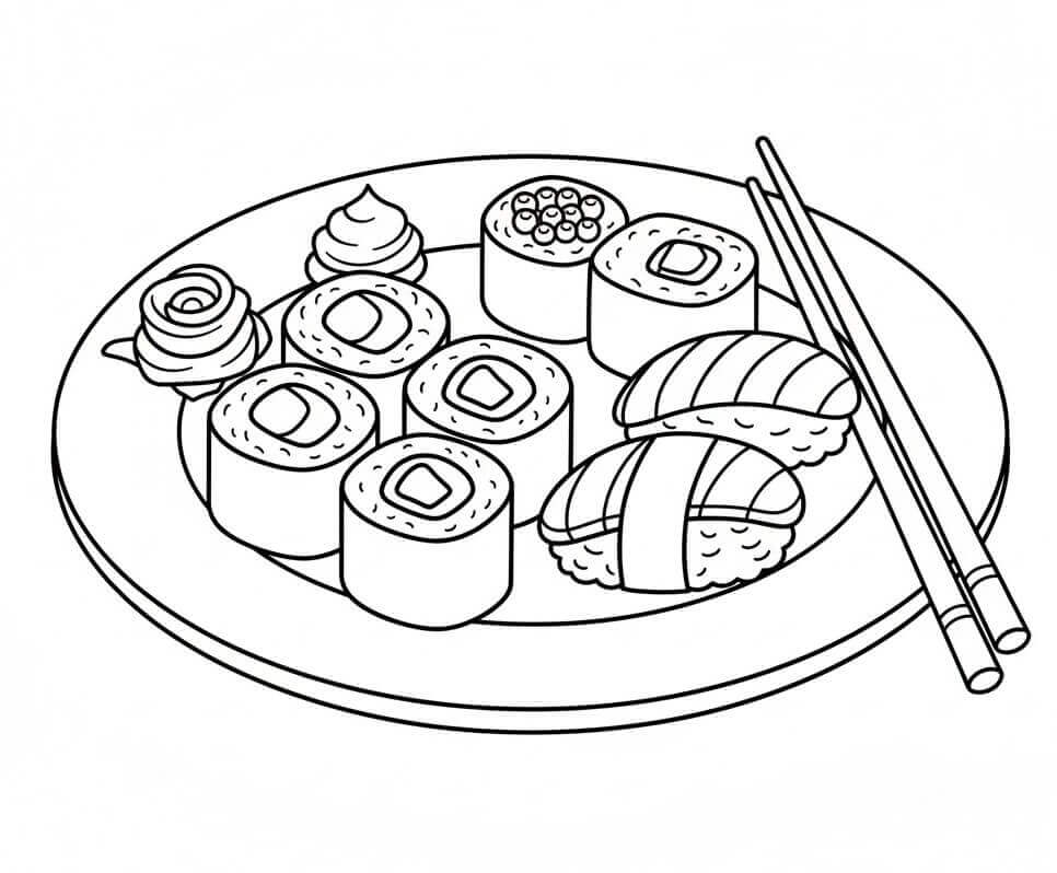 Fise de colorat cu Sushi de colorat p06