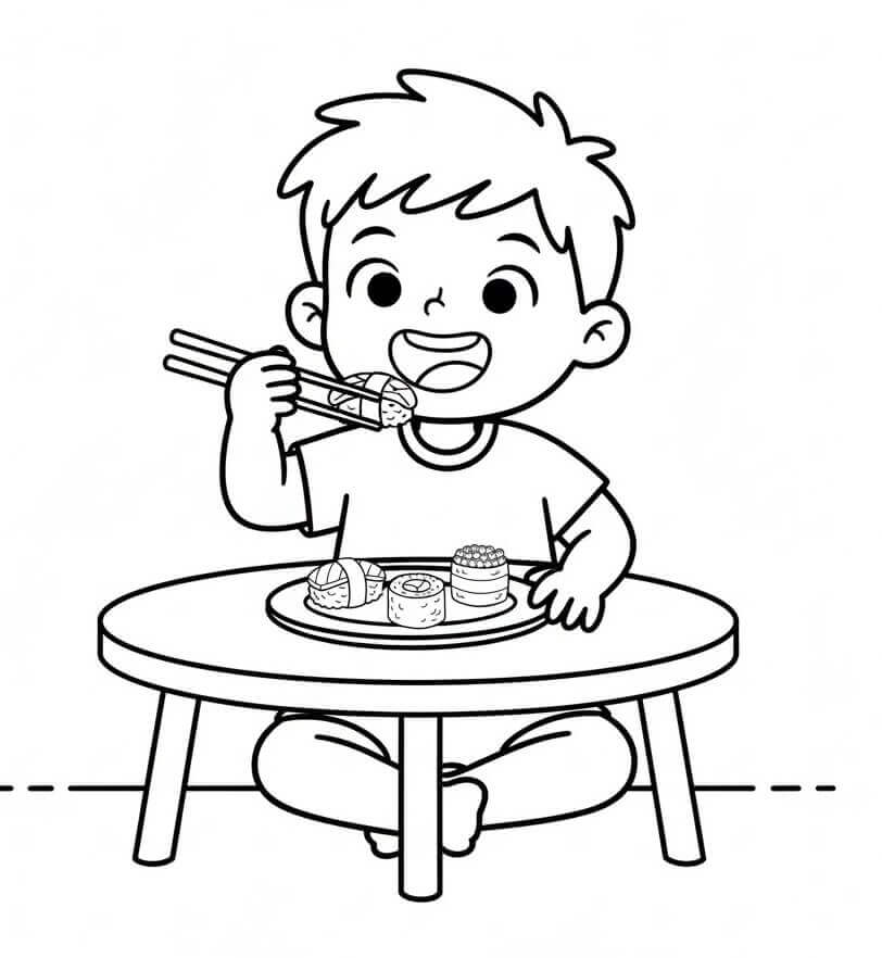 Fise de colorat cu Sushi de colorat p09