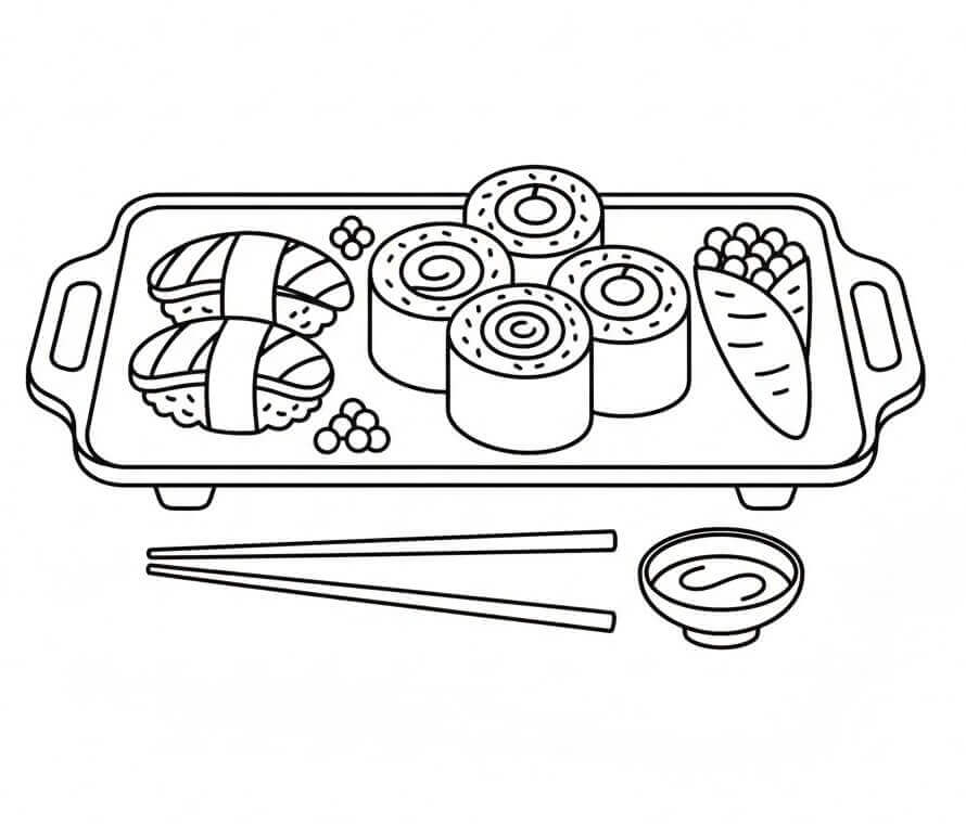 Planse de colorat cu Sushi