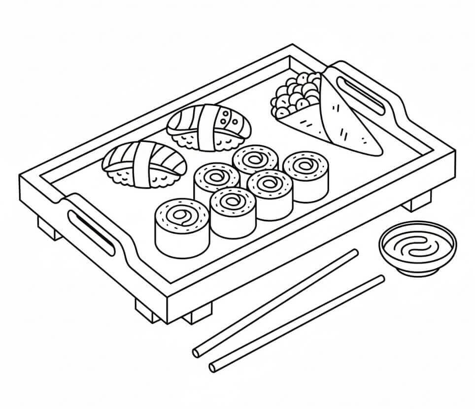 Fise de colorat cu Sushi de colorat p12