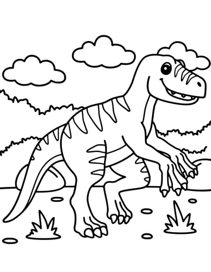 Fise de colorat cu Velociraptor de colorat p06