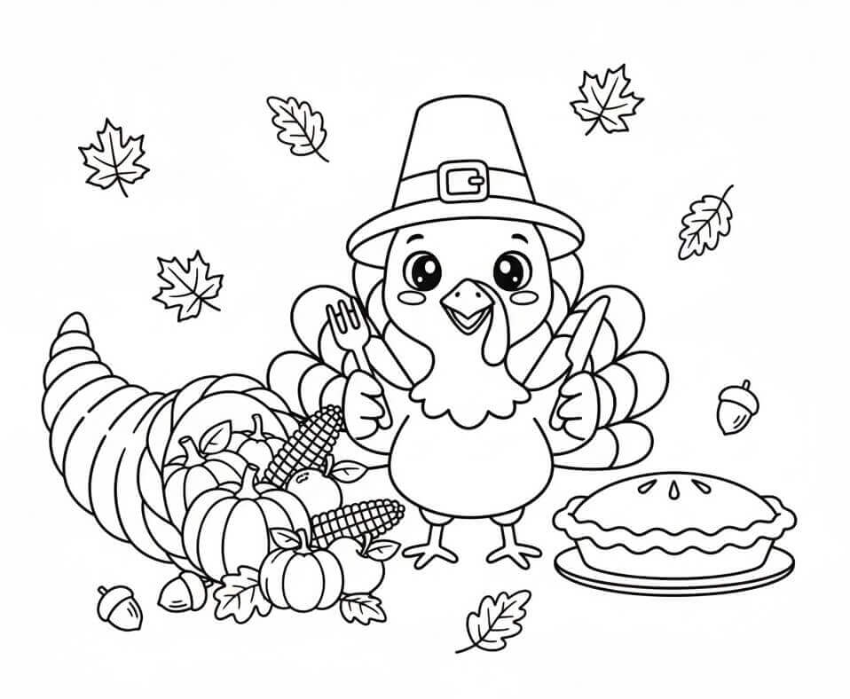 Fise de colorat cu Ziua Recunostintei de colorat p09