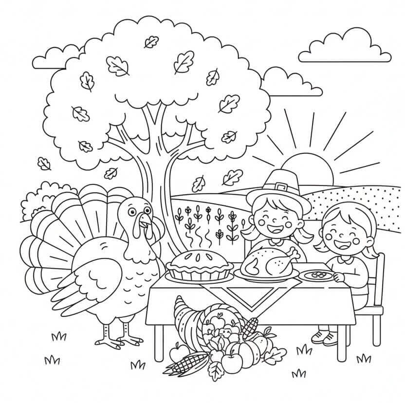Fise de colorat cu Ziua Recunostintei de colorat p13