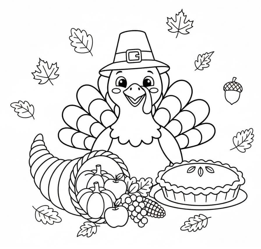 Fise de colorat cu Ziua Recunostintei de colorat p35