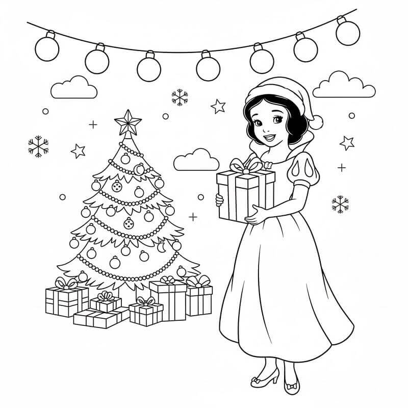 Fise de colorat cu Albă ca Zăpada de Crăciun