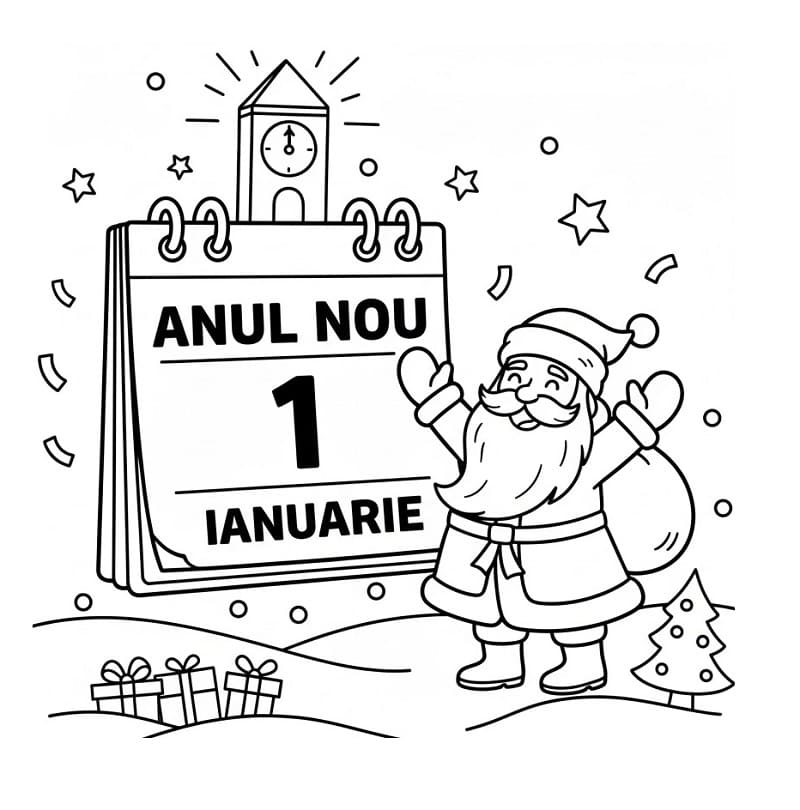 Fise de colorat cu Anul Nou de colorat p01