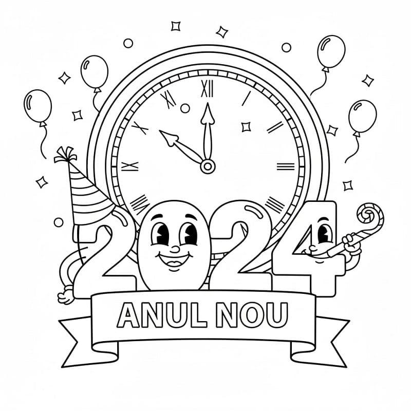 Fise de colorat cu Anul Nou de colorat p03