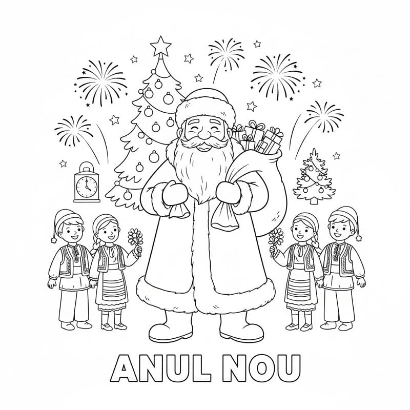 Fise de colorat cu Anul Nou de colorat p04