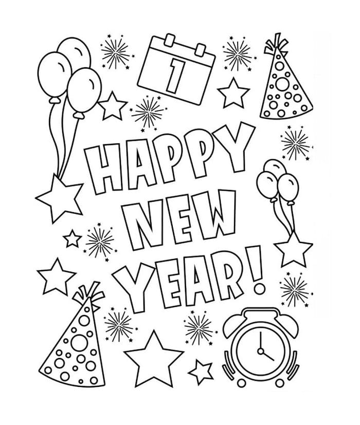 Fise de colorat cu Anul Nou de colorat p05