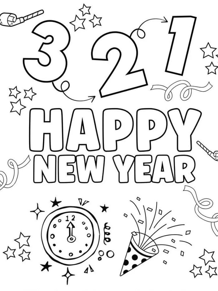 Fise de colorat cu Anul Nou de colorat p07